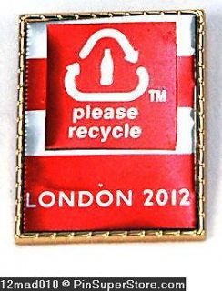 OLYMPIC PINS BADGE 2012 LONDON ENGLAND UK PLEASE RECYCLE COKE BOTTLE