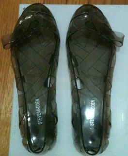 STEVE MADDEN Jolli Clear Smoke colored Jelly Shoes Bow Ballet Flat