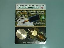 MacCoupler EZ Propane Refill Adapter + a MacCap Brass Propane Cap