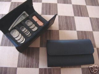 Leather Change Wallet w/ pocket Coin Sorter Purse
