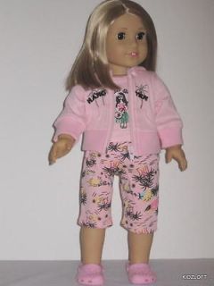 Doll Clothes Hula Hawaiian Girl Capri Pants Hoody Top Fits American