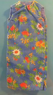 Vintage Barbie Tammy Doll House Dress Blue Floral Flowers Green Red