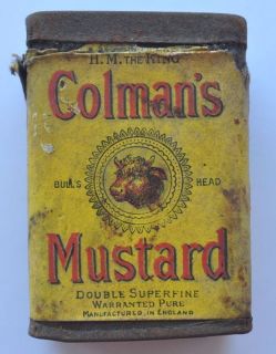 1900s Britain RARE Early COLMANS MUSTARD BULL Tin Box