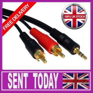 RCA Phono Audio Cable Lead music player to Computer PC 3m metre