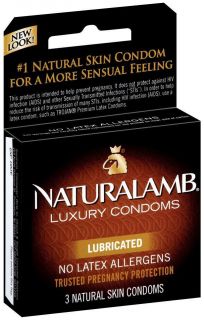Lubricated Luxury, No Latex Allergens, Natural Skin, 3 Condoms, 1 Ea