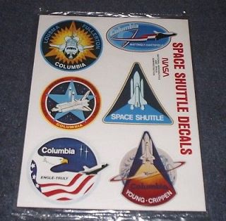NASA set OF 6 UNUSED STICKERS DECALS SPACE SHUTTLE COLUMBIA SPACELAB