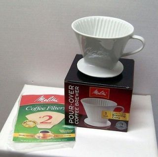 Melitta No. 2 Porcelain Pour Over Cone Filter CoffeeMaker NEW