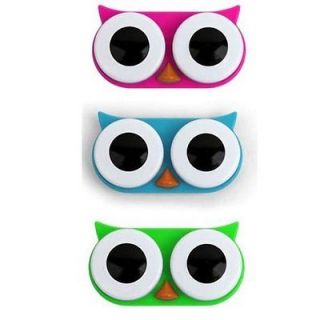 Kikkerland Owl Contact Lens Case, Assorted Colors, Pink/Blue/Gree n