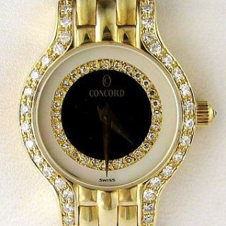 Concord Las Palias 14k Gold Diam Bezel Ladies Watch