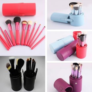 12Pcs Pro Travel Makeup Cosmetic Brushes Set Tool Kit Cas Kit Leather