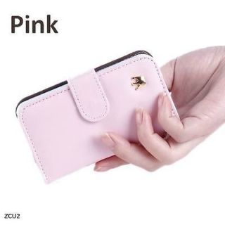 Candy Color Women Wallet Flip Leather Cover Phone Case for iPhone 4,4S