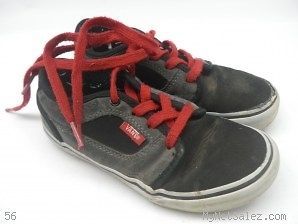 Boys Black Red Vans Converse Style Shoes Size 13 #85374