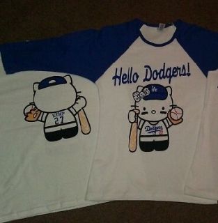 Hello Kitty Dodgers Womans 3/4 sleeve Baseball T Shirt