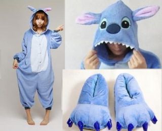 Unisex Kigurumi Pajama Animal Disney Stitch Cosplay Costume+Shoe
