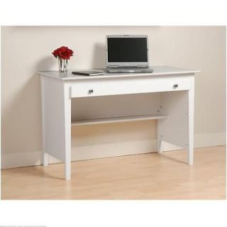 White Contemporary Computer Desk & Wall Mounted Desk Hutch Combination