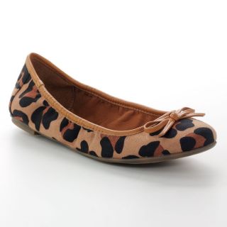 NIB~LAUREN CONRAD Leopard Print Fabric Kent Ballet Flat Shoes~Tan
