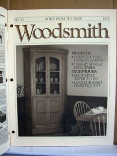 Woodsmith Magazine No 61 February 1989 Country Pine Corner cabinet