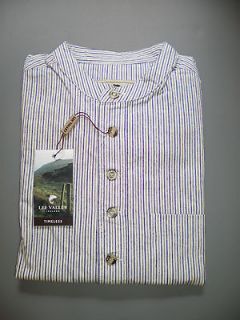 New Irish Lee Valley grandfather shirt mens cotton navy green stripe