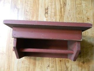 Primitive Country Red Wall Paper Towel Holder and Shelf