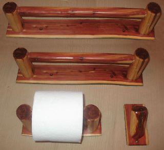 Cabin Decor Cedar Bathroom Set 2 Towel Bars,Robe/Towel Hook,Toilet