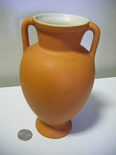coors pottery golden colorado matte orange vase 2Handle