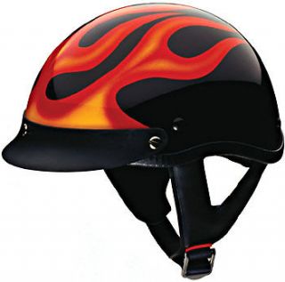Helmet   Black w/ Flame DOT Motorcycle Scooter S   XXL CLEARANCE