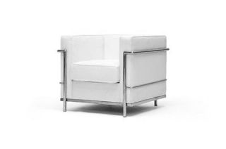 Modern Chair Le Corbusier Style Petite Leather Living Room Chair in