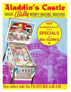 Aladdins Castle Pinball Flyer Mint / Brochure / Ad