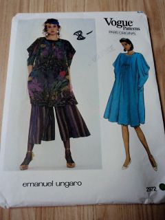 Vogue Paris Emanuel Ungaro Tunic Culottes Dress Pattern size 12 2972