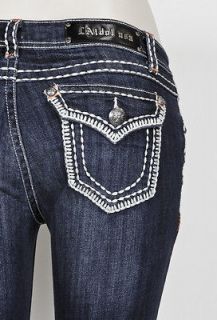 LA Idol Skinny Jeans w White Stitching Pattern Detail and Detail sz 0