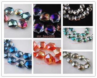 Bulk Faceted Glass Crystal Hexagon Findings Loose Spacer Beads 18mm