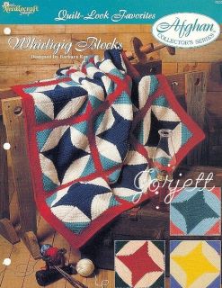 Whirligig Blocks Quilt Afghan, Quilt Look crochet