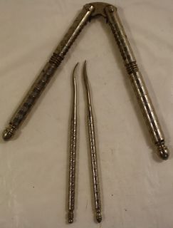 Antique VTG HMO Metal Nut Crackers with 2 Picks