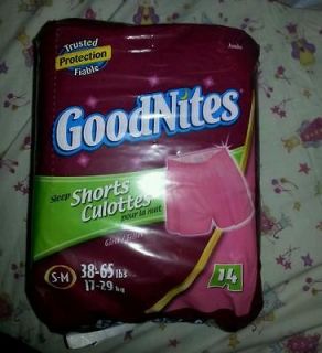 Goodnites pink Sleep Shorts Culottes pullups SMALL MEDIUM S M 38 65