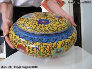 Old Copper handwork cloisonne enamel tea leaf Jar Crock Pot case Box