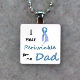 Cancer Periwinkle Awareness Ribbon for Dad Glass Necklace Pendant K34