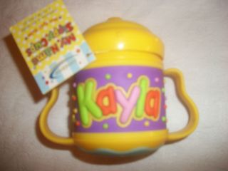 NEW KAYLA SIPPY CUP YELLOW PERSONALIZED NON SPILL VALVE