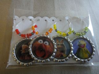 The Muppet Show Wine Glass Charms set of 4 Miss Piggy Kermit the Frog