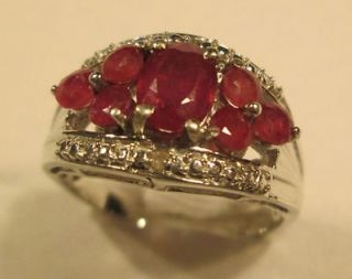 Niassa Ruby Fissure Filled Diamond Ring Size 7 Plat Overlay Stg Sil