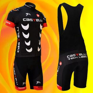 New Cycling Bike Suit Sport castelli T shirt S 2XL clothing jersey+Bib