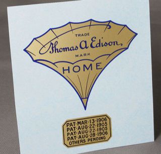 DECAL EDISON HOME and PATENT CYLINDER METAL HORN PHONOGRAPH