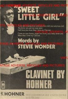 ADVERT NME12/5/73PG8 CLAVINET BY HOHNER STEVIE WONDER 7X5