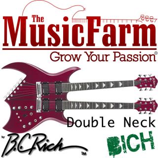 BC Rich Double Neck Bich Electric Guitar with Case   Trans Red