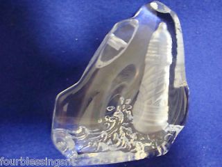 CLEAR CLASS LIGHTHOUSE (FROSTED) PAPER WEIGHT 1 POUND NAUTICAL DISPLAY