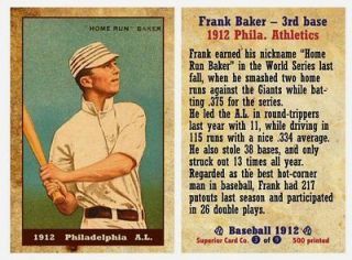 1912 Home Run Baker   limited edition rare Philadelphia Athletics