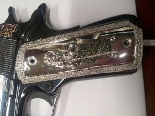 1911 Real Diamond Custom Grips 18ct San judas 45/38 super Colt Rock