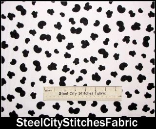 Timeless Treasures Moo Cow Hide Print Black Spots On White Cotton
