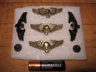 WINGED Skull  Brass bronze PIN. Bikers; NOT A Harley pin