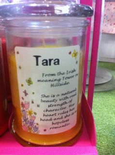 Personalised  Tara  Glass Jar Candle in 6 Scents