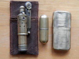 lot vintage 3 nice brass trench lighter,rare Surelite Demley Austria